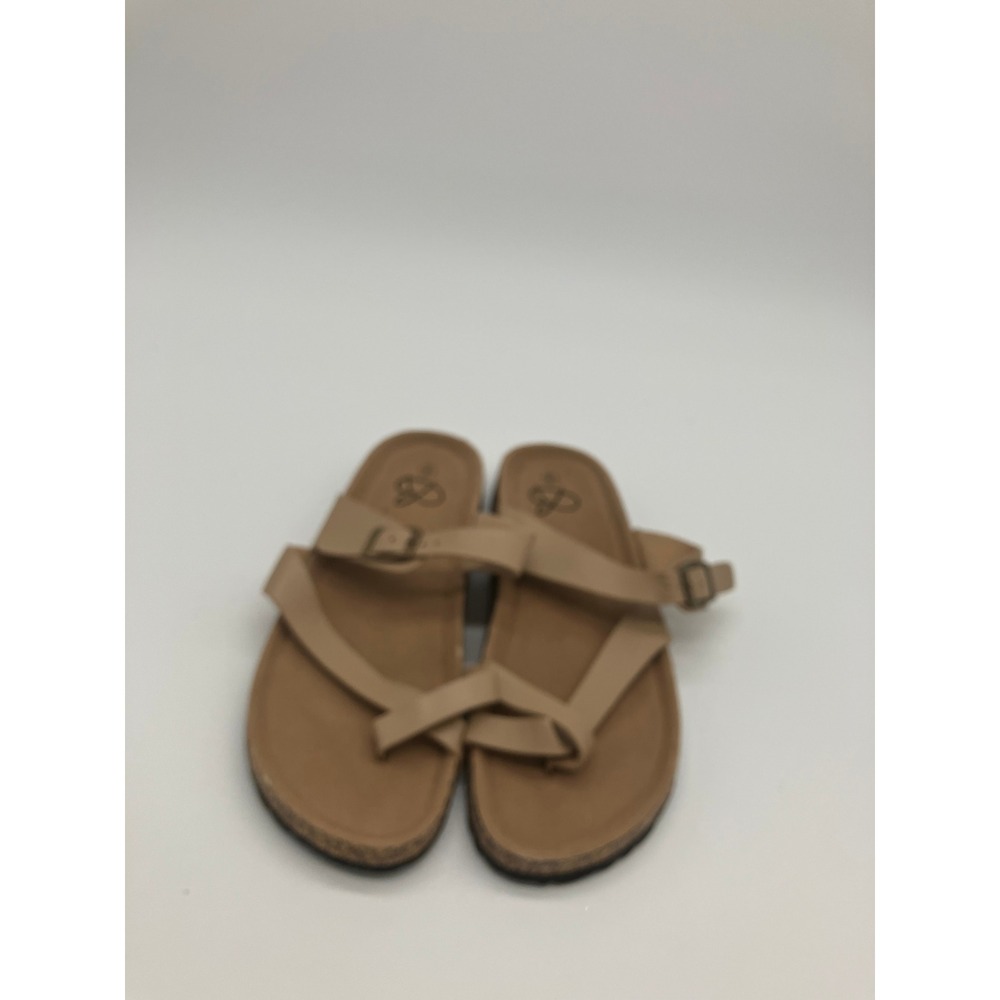 Bobby Brooks Cork Sole Toe Loop Sandals Tan Womens Size‎ 9 Adjustable Strap